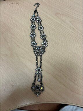 Striking Statement Iridescent Rhinestone Y Drop Necklace